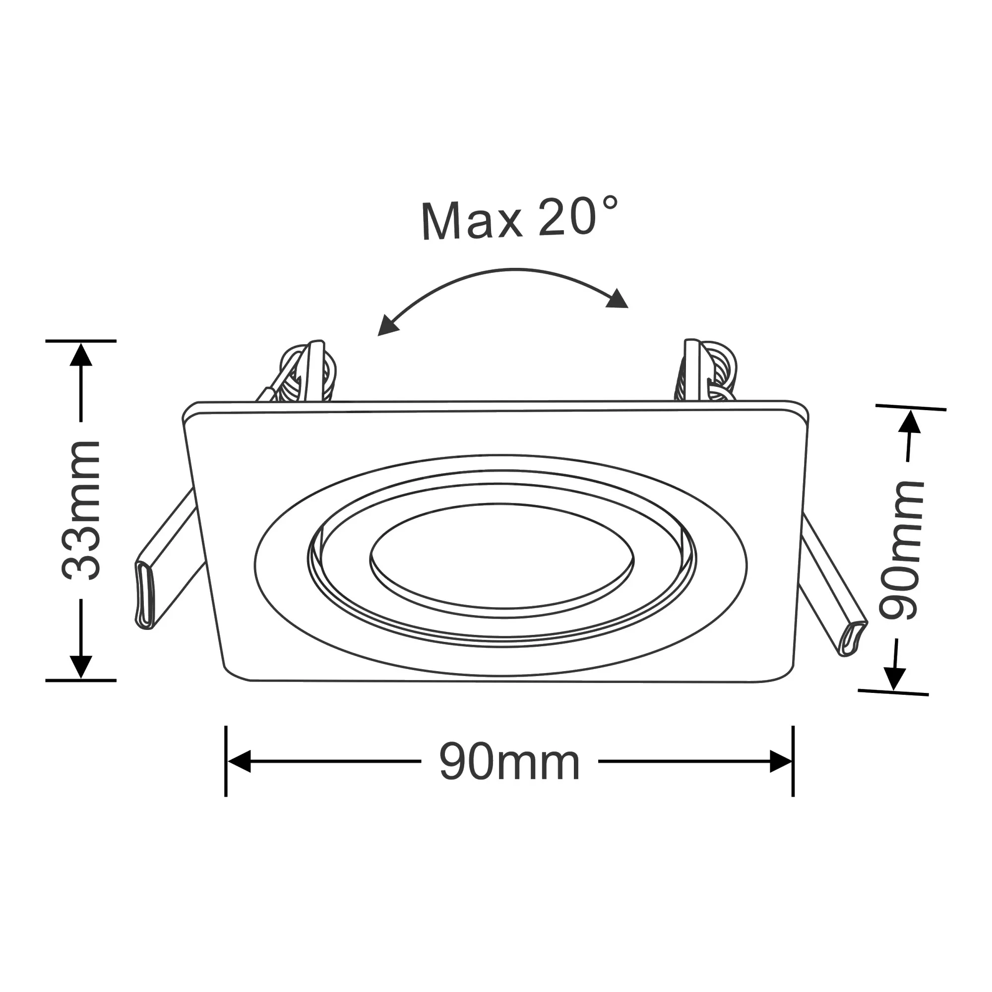 Bama S 10 Tridonic Powered 10W 2700K 710lm 36° CRI>90 LED Engine White Adjustable Square Recessed Spotlight, IP20 DM201422  Dlux Bama S 10
